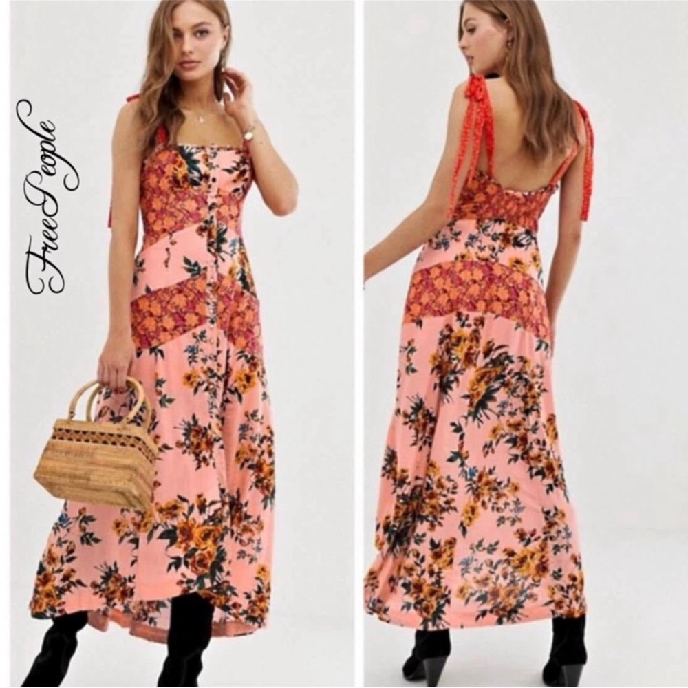 Free people lover boy floral maxi dress size 2 sundress summer cottagecore